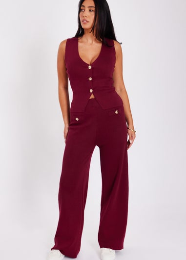 Quiz Burgundy Knitted Trousers