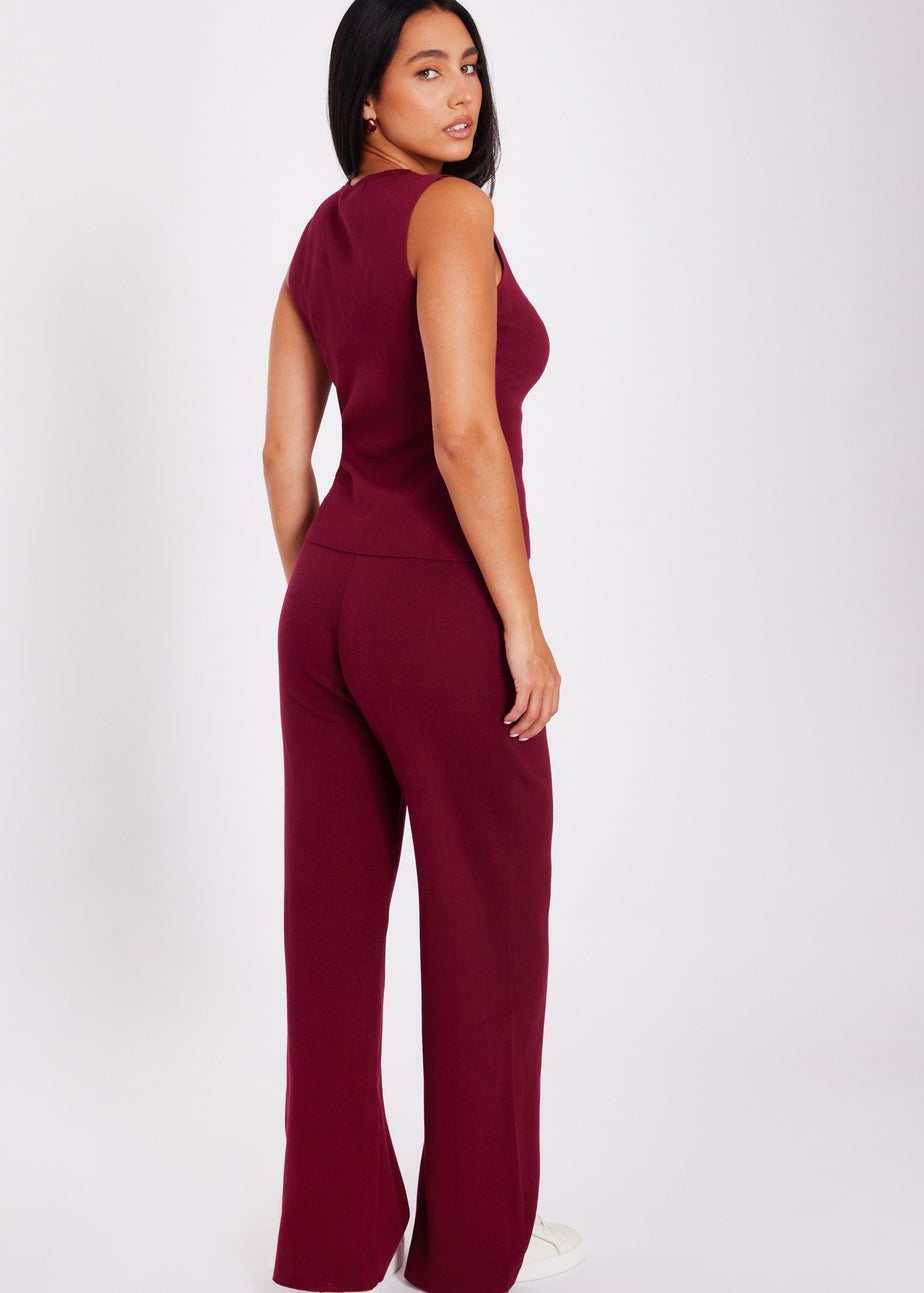 Quiz Burgundy Knitted Trousers