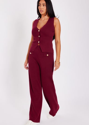 Quiz Burgundy Knitted Trousers