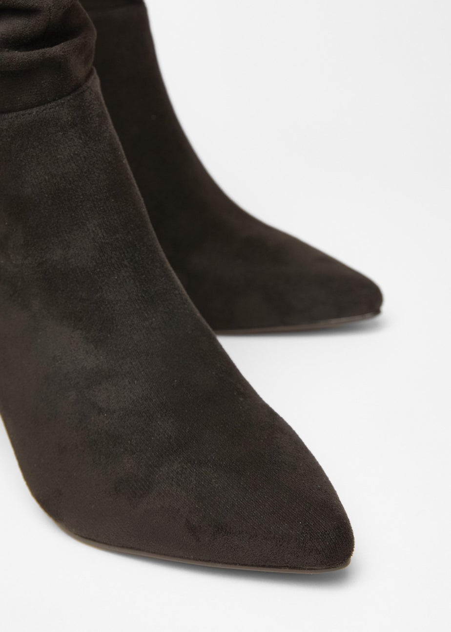 Quiz Black Faux Suede Heeled Ankle Boots