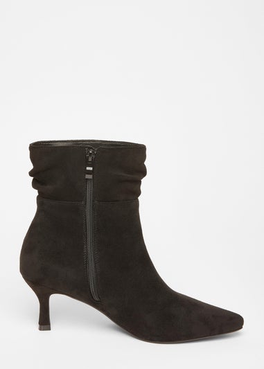 Quiz Black Faux Suede Heeled Ankle Boots