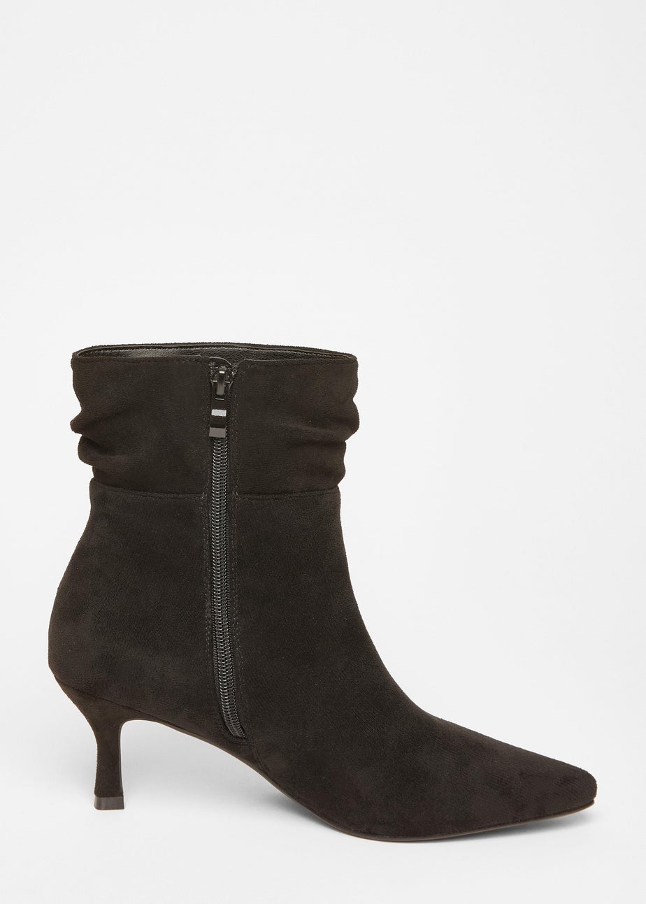 Quiz Black Faux Suede Heeled Ankle Boots