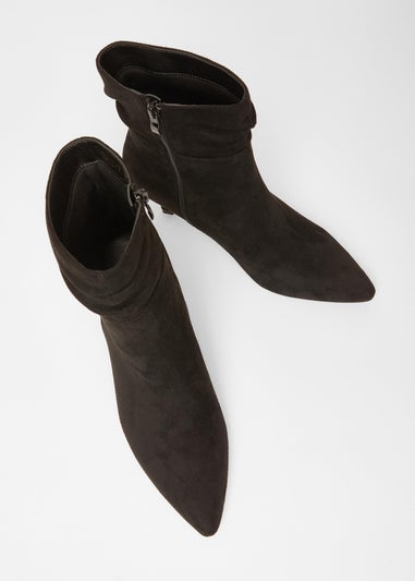 Quiz Black Faux Suede Heeled Ankle Boots
