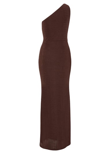 Quiz Brown One Shoulder Maxi Dress