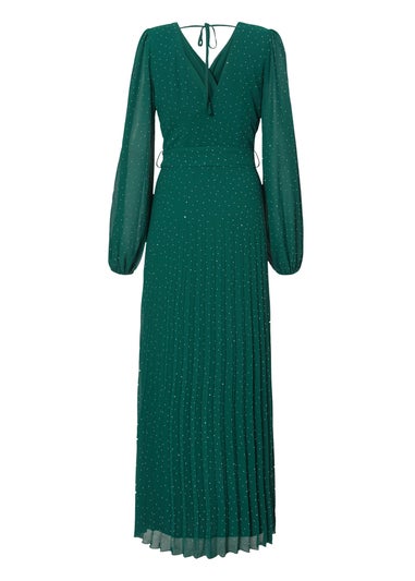 Quiz Green Embellished Chiffon Maxi Dress