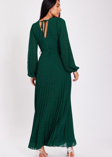 Quiz Green Embellished Chiffon Maxi Dress