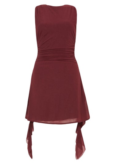 Quiz Burgundy Frill Mini Dress