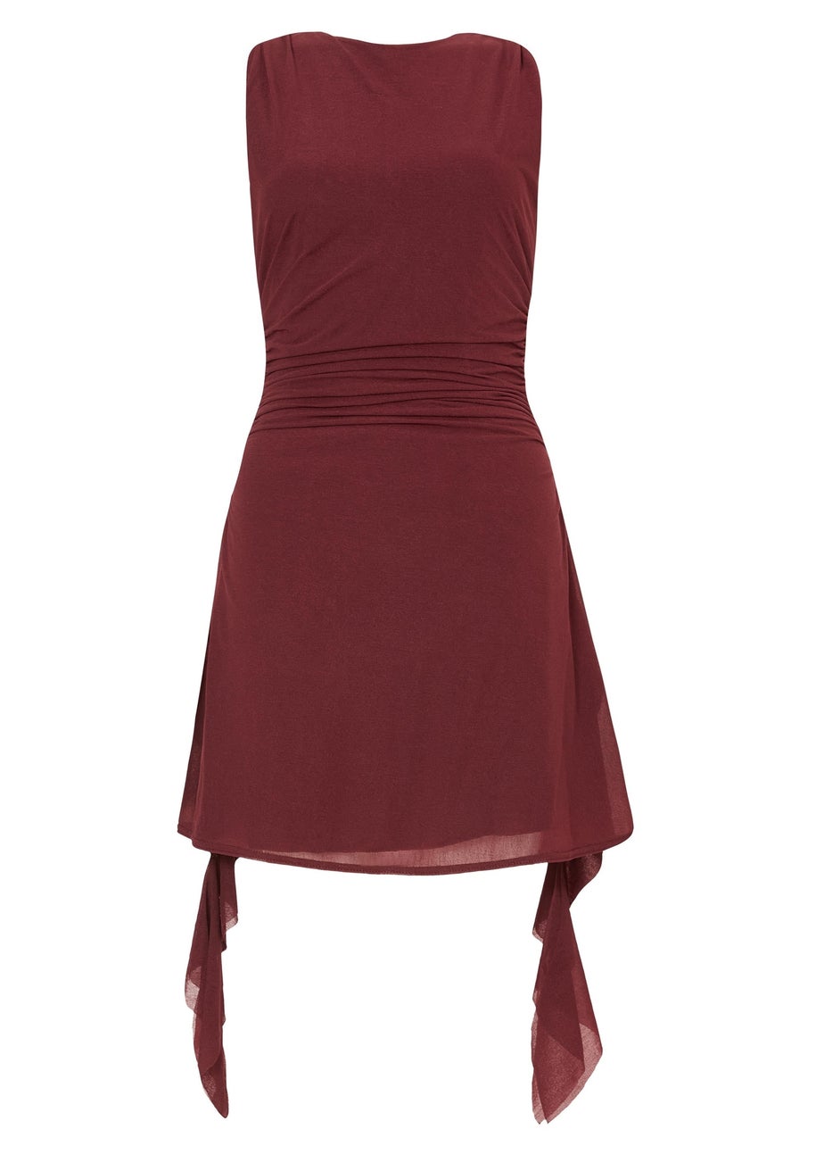 Quiz Burgundy Frill Mini Dress