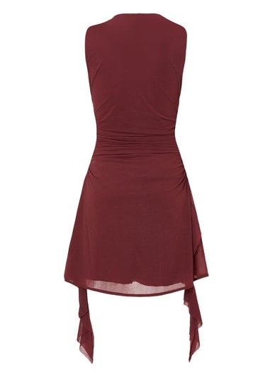 Quiz Burgundy Frill Mini Dress