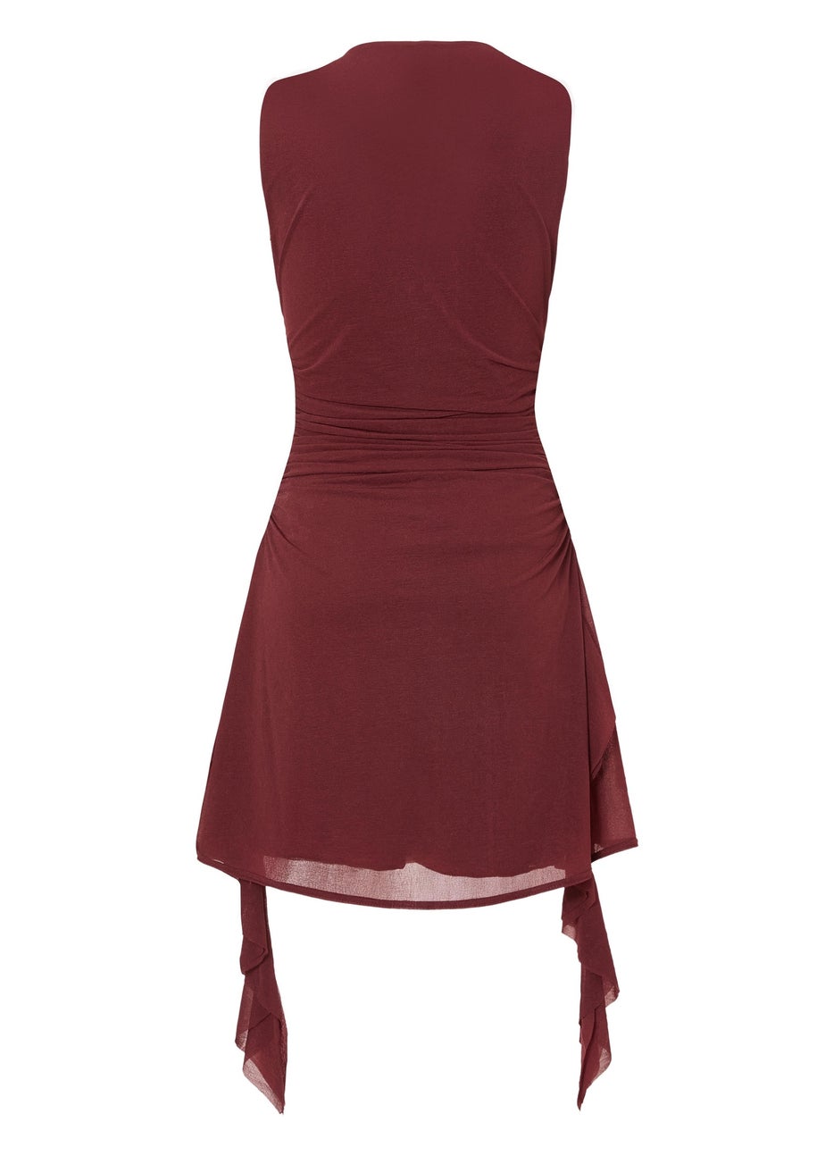 Quiz Burgundy Frill Mini Dress
