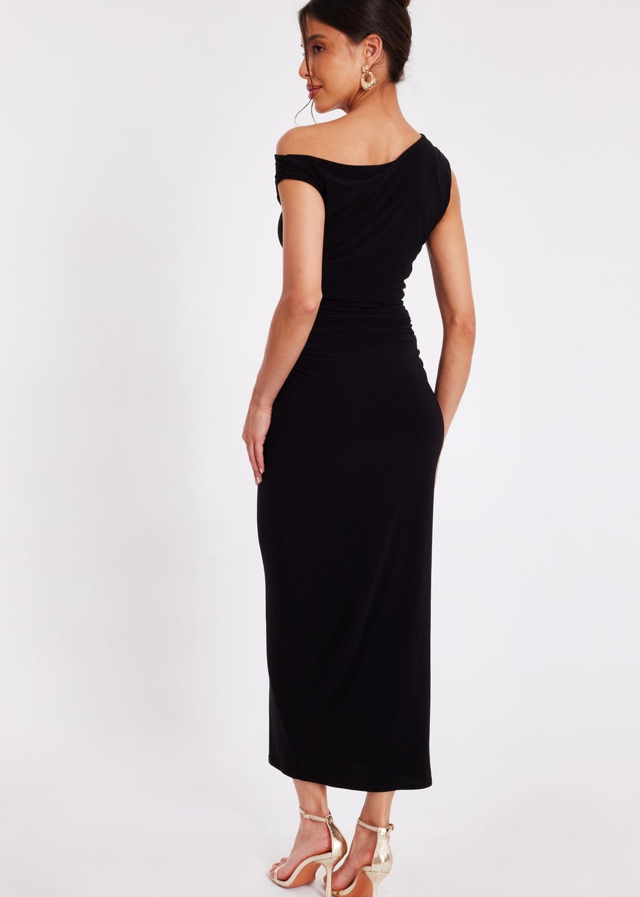 Quiz Black Asymmetric Midaxi Dress