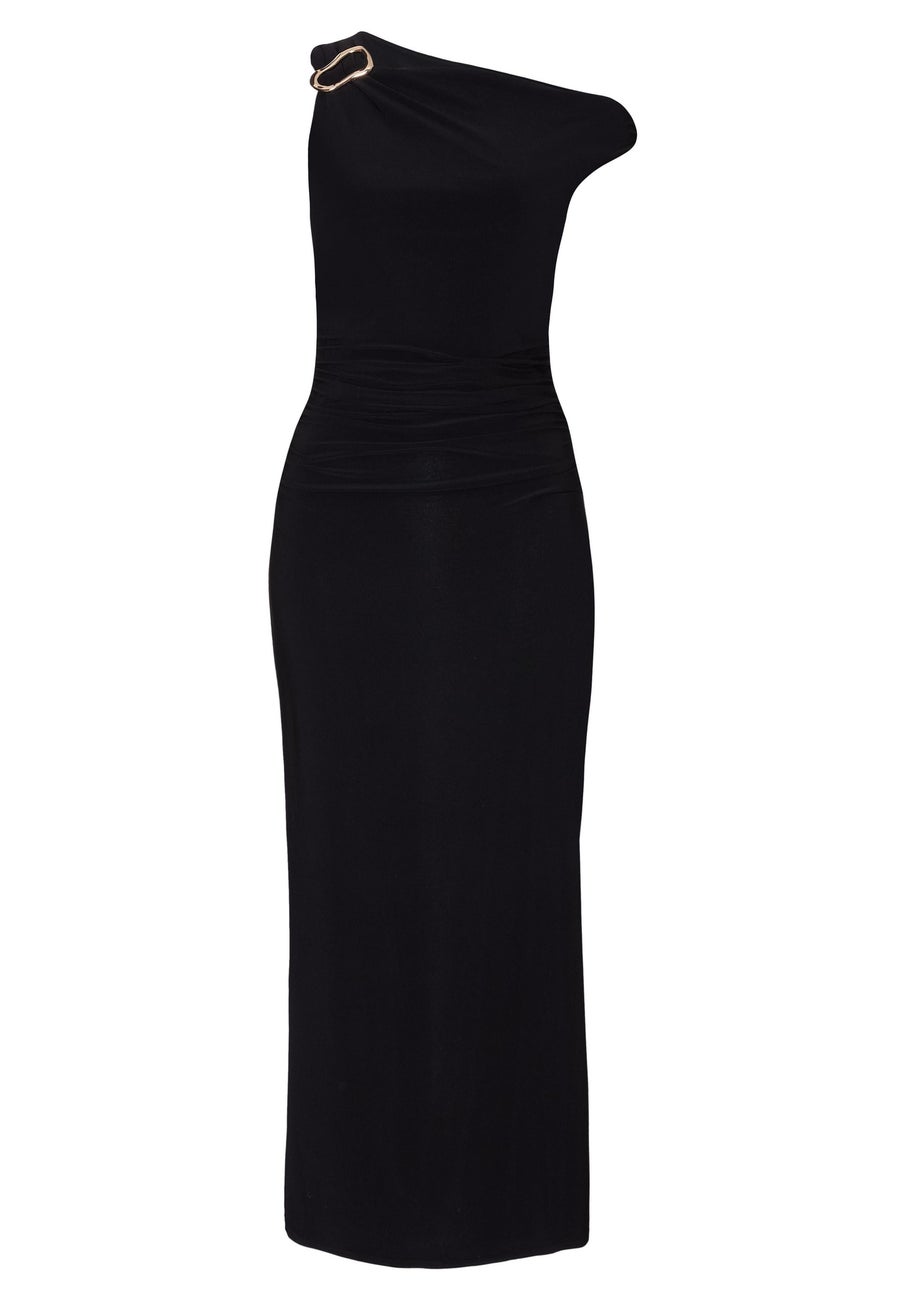 Quiz Black Asymmetric Midaxi Dress