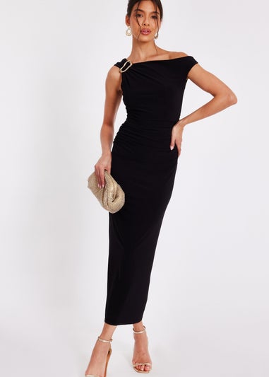 Quiz Black Asymmetric Midaxi Dress
