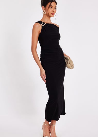 Quiz Black Asymmetric Midaxi Dress