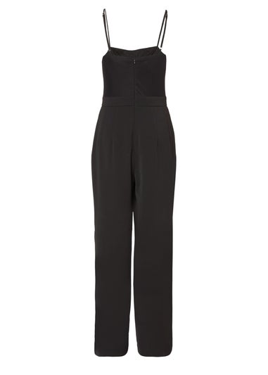Quiz Black Embellished Mesh Bodice Jumpsuit