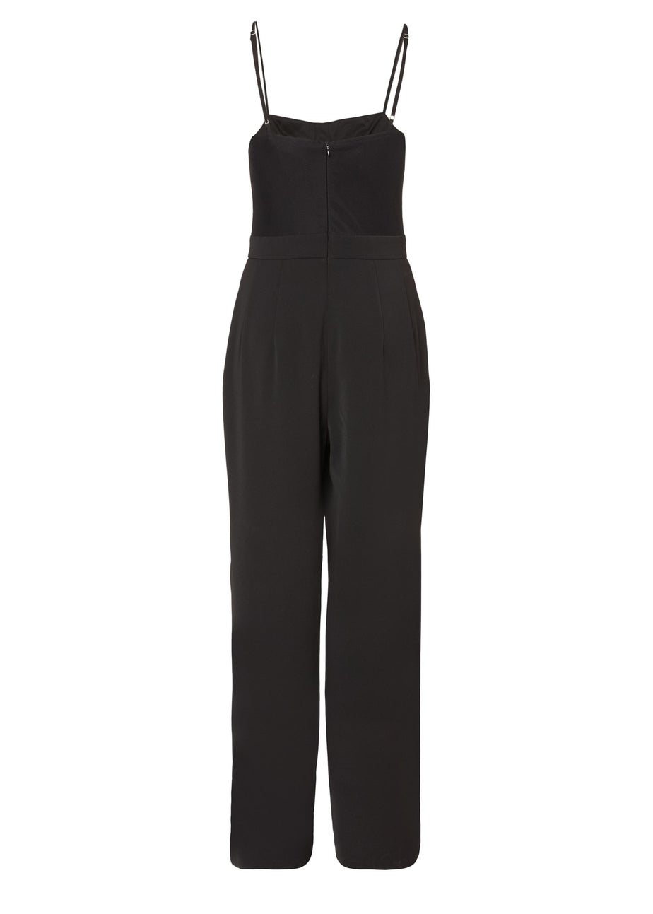 Quiz Black Embellished Mesh Bodice Jumpsuit