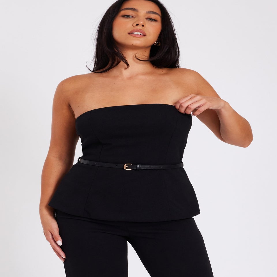 Quiz Black Strapless Belted Jumpsuit
