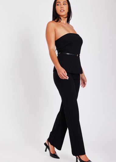 Quiz Black Strapless Belted Jumpsuit