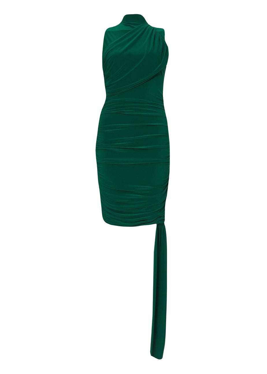Quiz Green Asymmetric Mini Dress