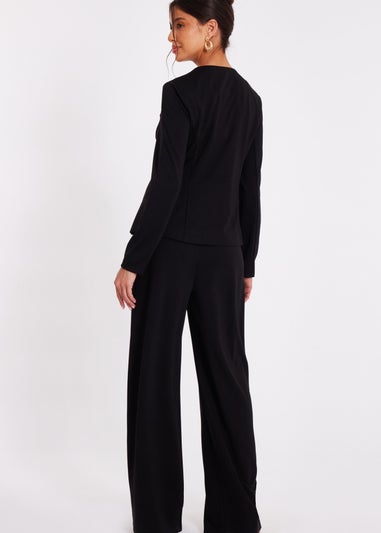 Quiz Black Button Front Jacket