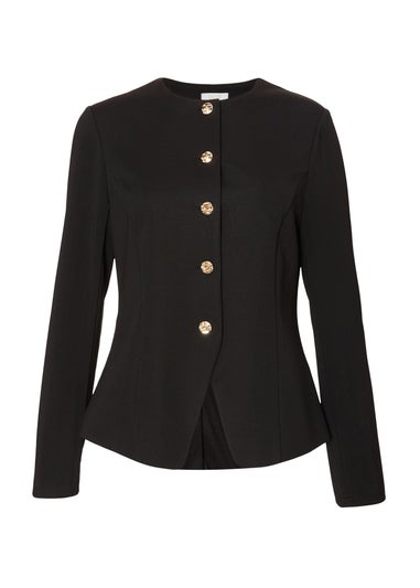 Quiz Black Button Front Jacket