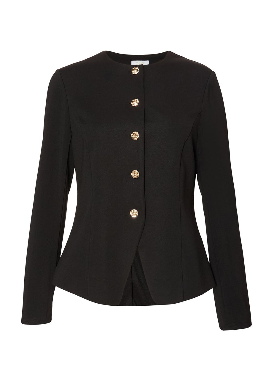 Quiz Black Button Front Jacket