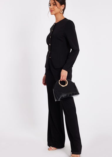 Quiz Black Button Front Jacket