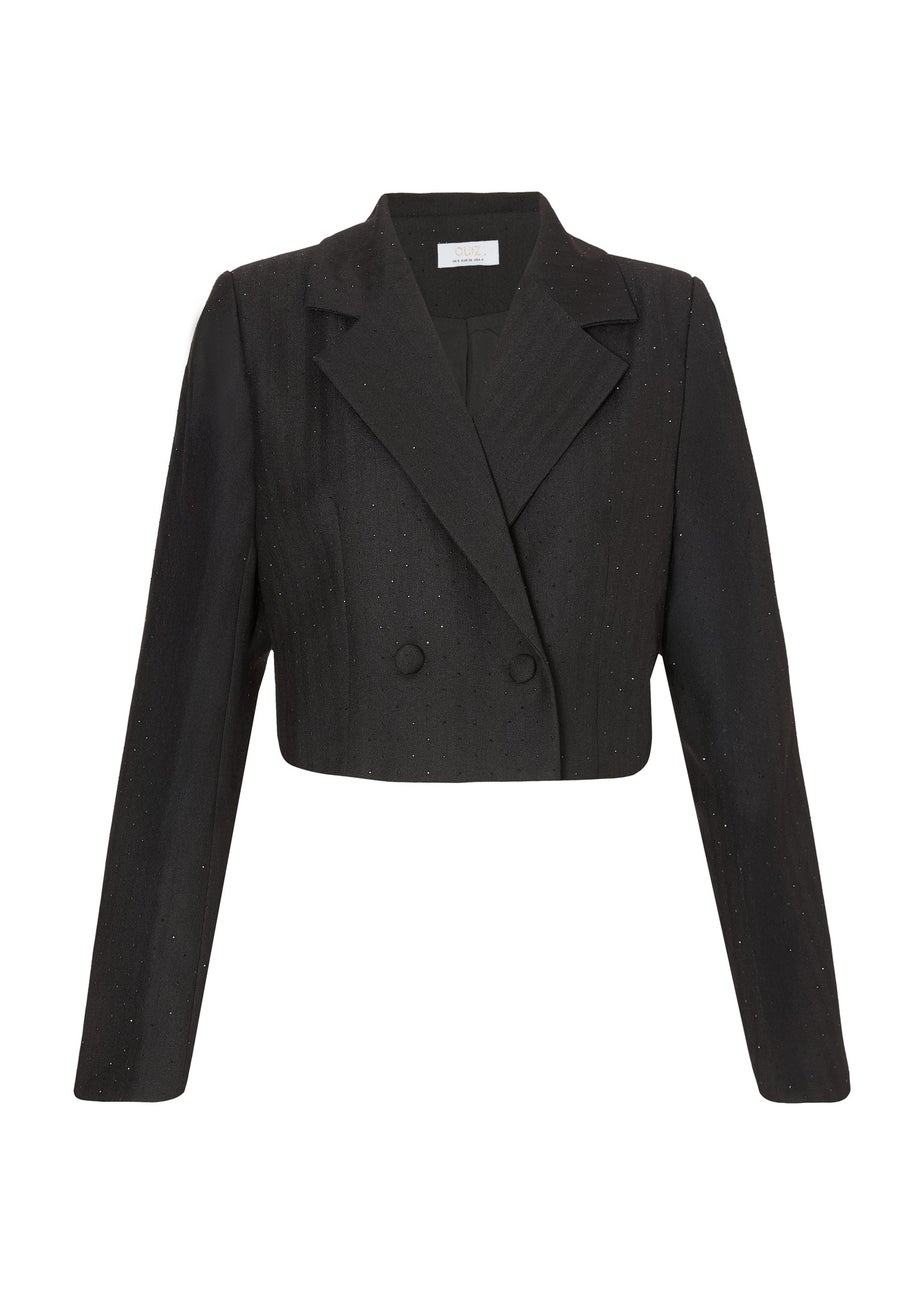Quiz Black Diamante Cropped Blazer