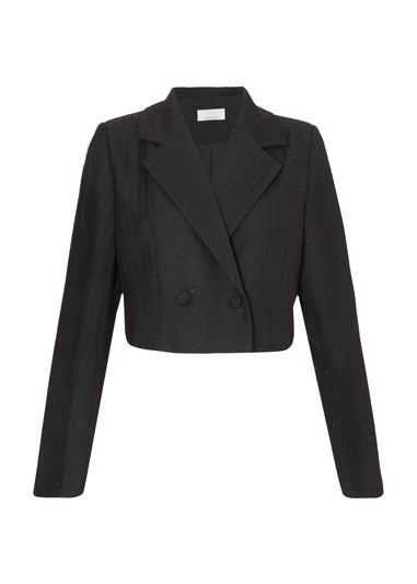 Quiz Black Diamante Cropped Blazer