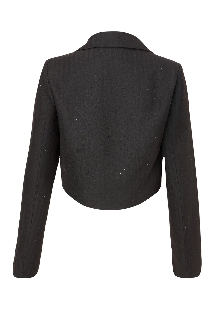 Quiz Black Diamante Cropped Blazer