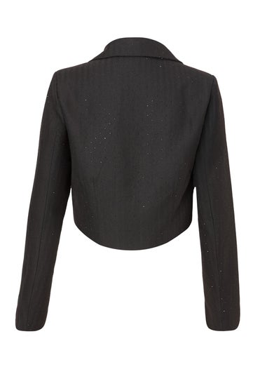 Quiz Black Diamante Cropped Blazer