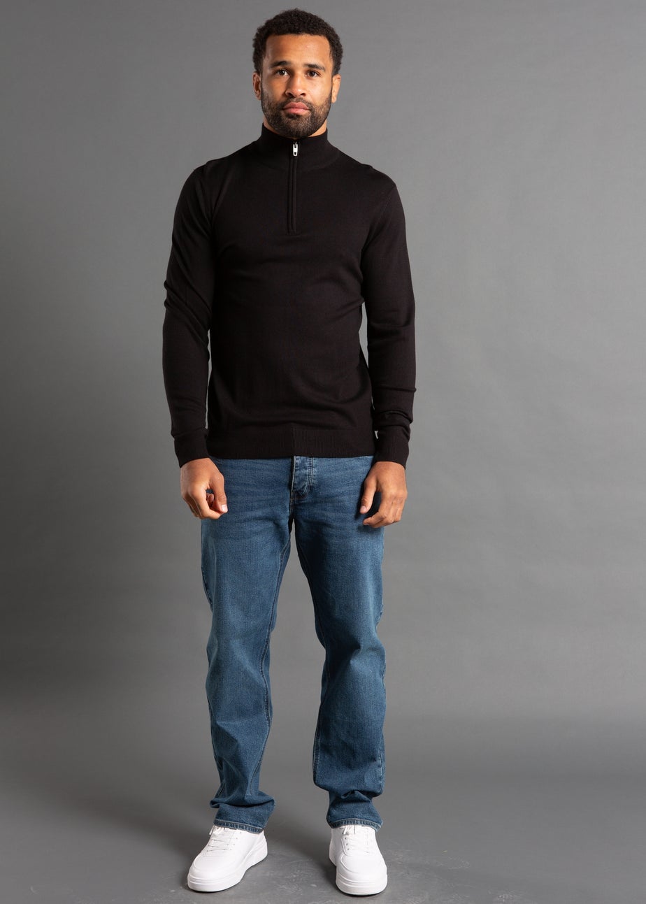 French Connection Black 1/2 Zip Knitted Jumper