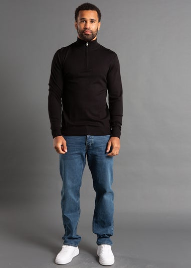 French Connection Black 1/2 Zip Knitted Jumper