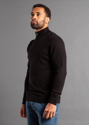 French Connection Black 1/2 Zip Knitted Jumper