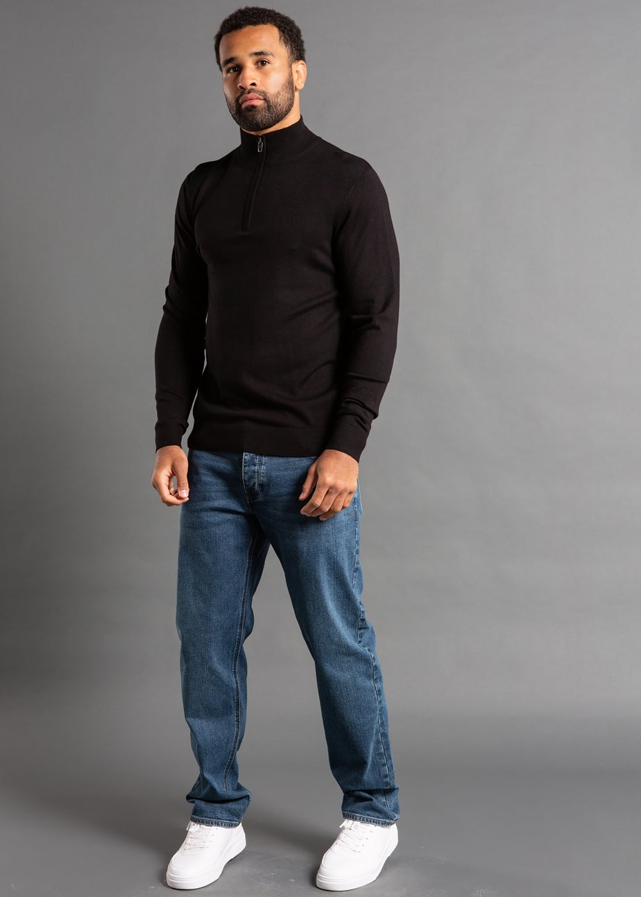 French Connection Black 1/2 Zip Knitted Jumper