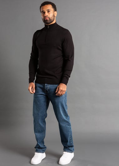 French Connection Black 1/2 Zip Knitted Jumper