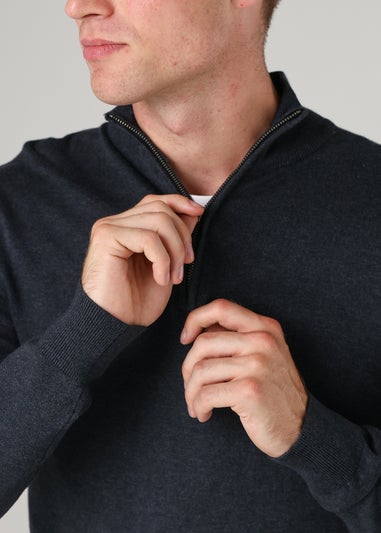 French Connection Dark Blue 1/2 Zip Knitted Jumper
