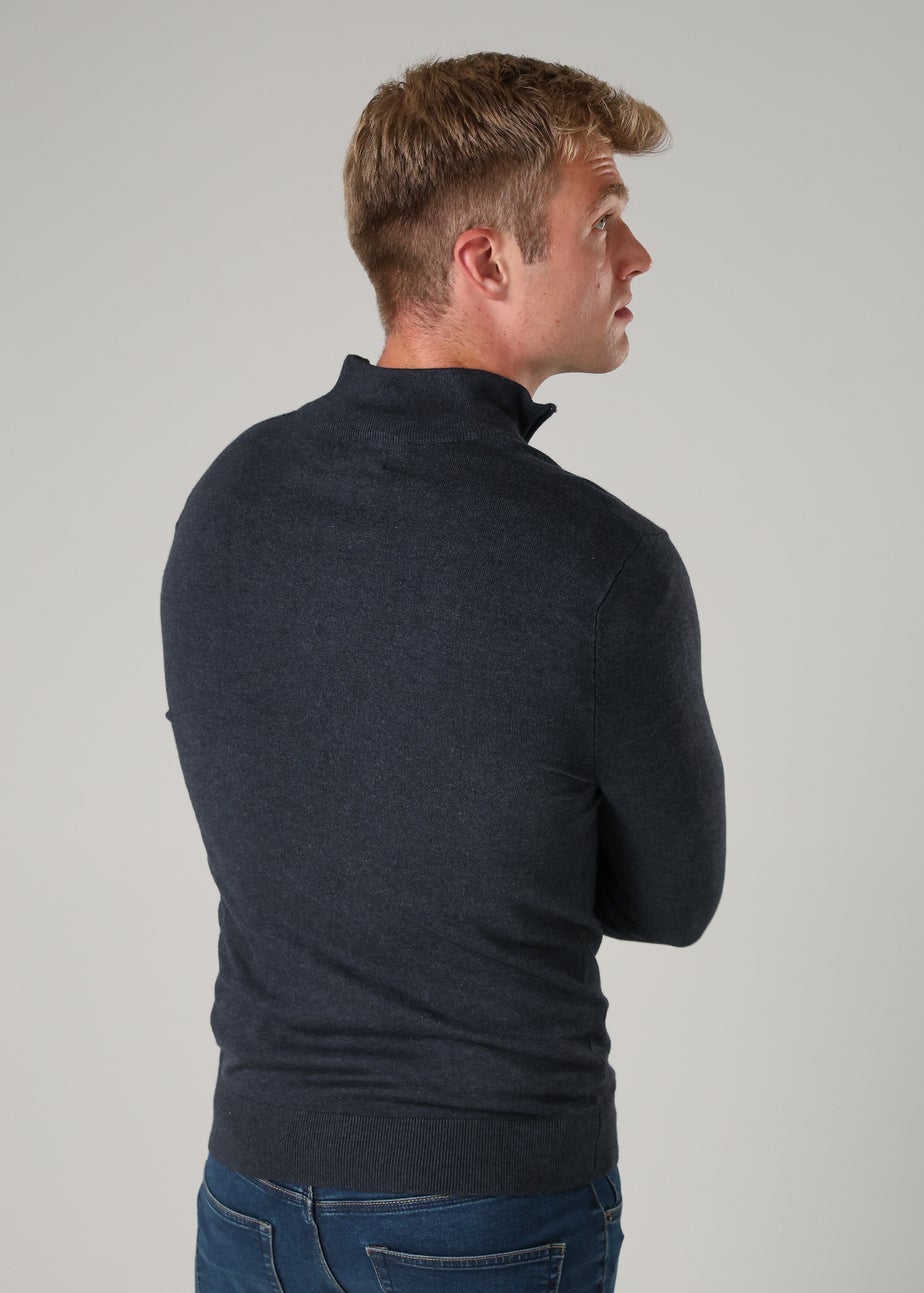 French Connection Dark Blue 1/2 Zip Knitted Jumper