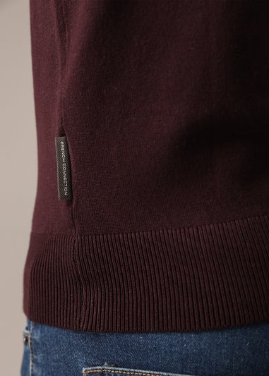 French Connection Burgundy 1/2 Zip Knitted Jumper
