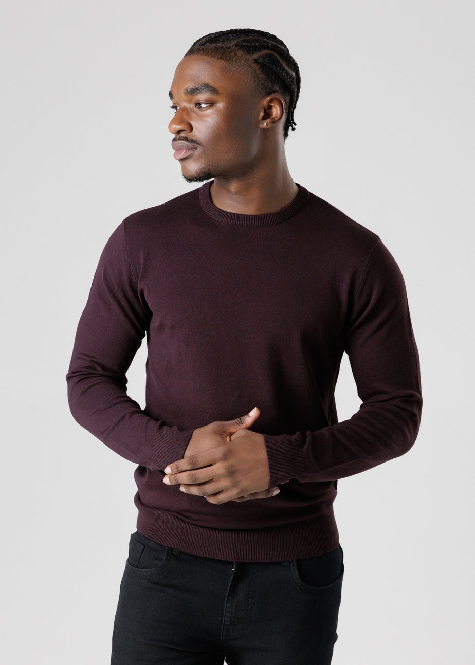 French Connection Burgundy Crew Neck Long Sleeve Knitted Jumper