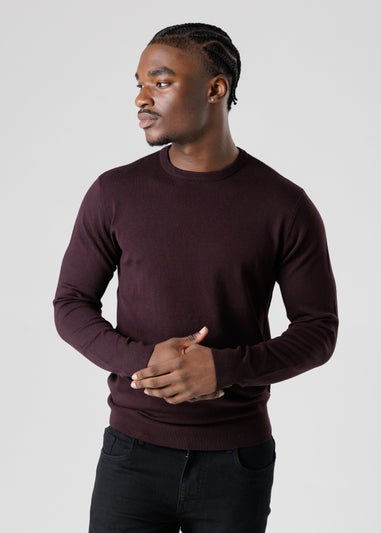 French Connection Burgundy Crew Neck Long Sleeve Knitted Jumper