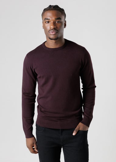 French Connection Burgundy Crew Neck Long Sleeve Knitted Jumper