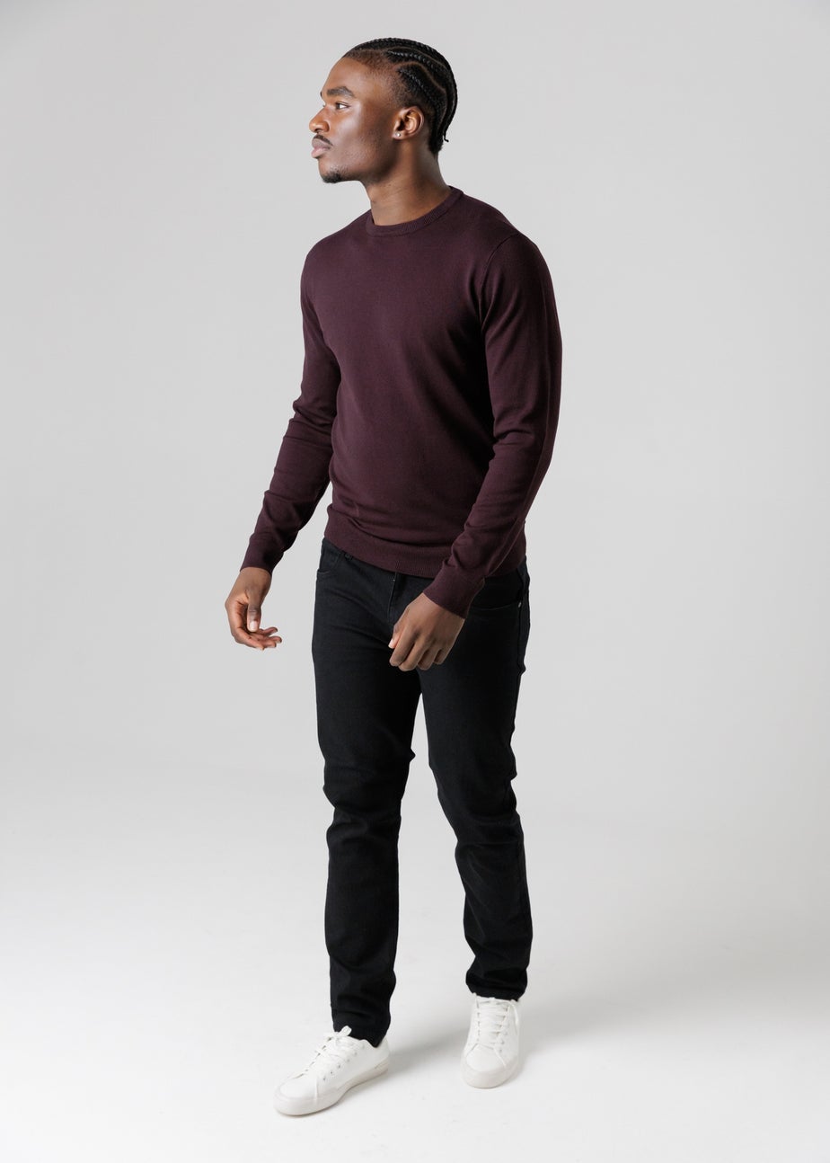 French Connection Burgundy Crew Neck Long Sleeve Knitted Jumper