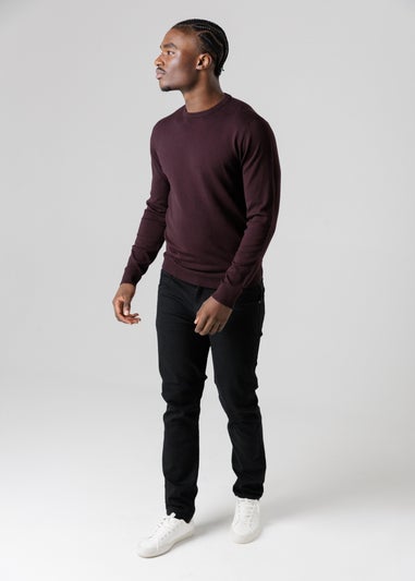 French Connection Burgundy Crew Neck Long Sleeve Knitted Jumper