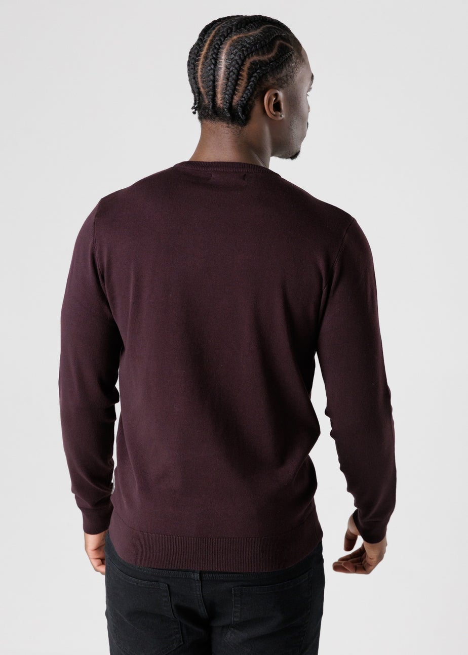 French Connection Burgundy Crew Neck Long Sleeve Knitted Jumper