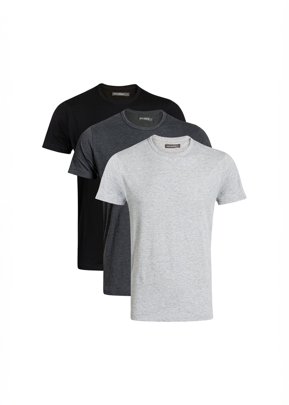 French Connection Charcoal 3 Pack Cotton Crew Neck Short Sleeve T-Shirts