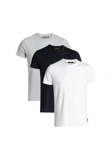 French Connection White 3 Pack Cotton Crew Neck Short Sleeve T-Shirts