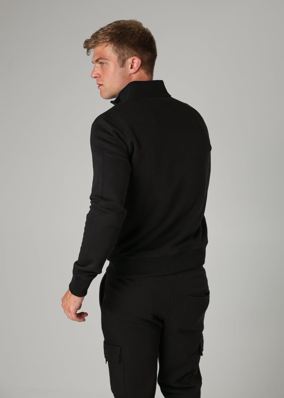 French Connection Black Cotton Blend Half-Zip Jumper