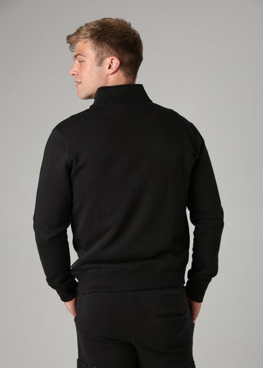 French Connection Black Cotton Blend Half-Zip Jumper