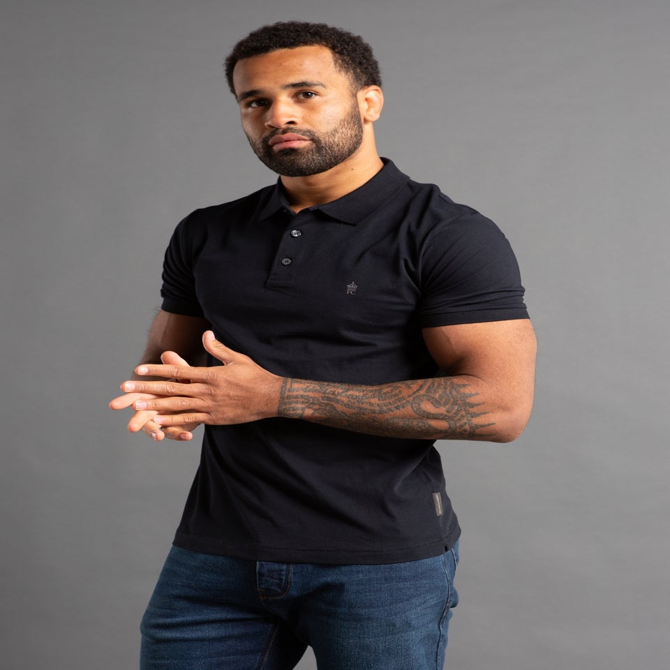French Connection Black 3 Pack Cotton Short Sleeve Polo Shirts